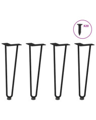 Pieds en épingle à cheveux pour table basse 4 pièces Noir 42 cm Acier massif | Mobilier & Déco