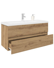 Meuble lavabo avec bassin et robinet intégrés chêne artisanal | Mobilier & Déco
