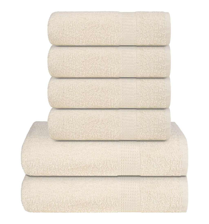 Ensemble de serviettes 6 pcs crème 360 g/m² 100% coton | Mobilier & Déco