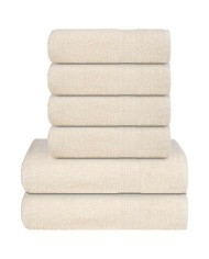 Ensemble de serviettes 6 pcs crème 360 g/m² 100% coton | Mobilier & Déco