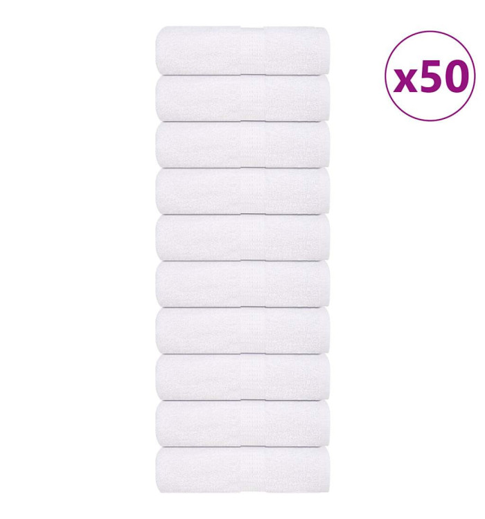 Serviettes d'invité 50 pcs blanc 30x50 cm 360 g/m² 100% coton | Mobilier & Déco