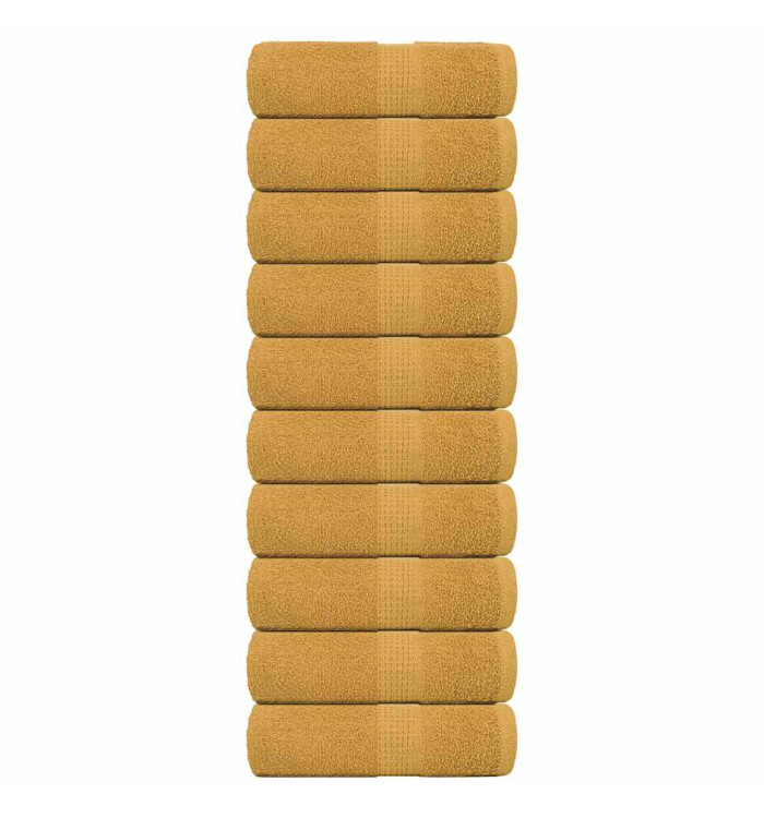 Serviettes de visage 10 pcs doré 30x30 cm 360 g/m² 100% coton | Mobilier & Déco