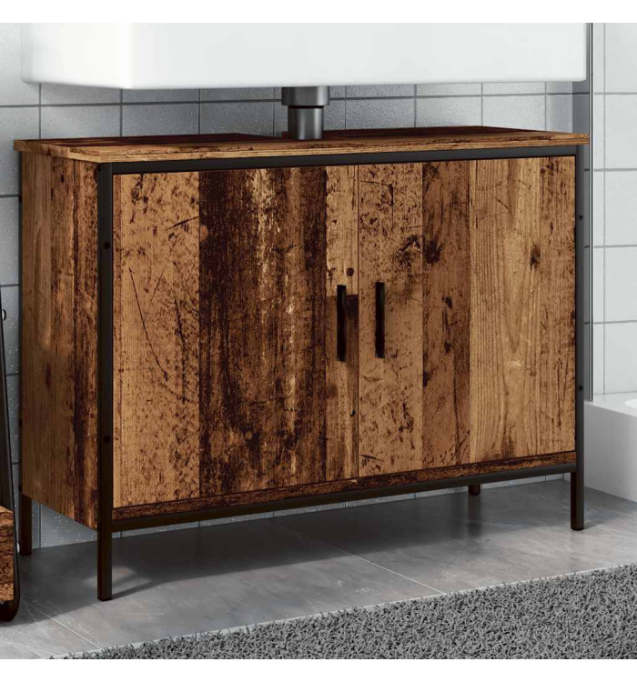 Armoire lavabo vieux bois 80x30x60 cm bois d'ingénierie | Mobilier & Déco