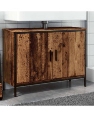 Armoire lavabo vieux bois 80x30x60 cm bois d'ingénierie | Mobilier & Déco