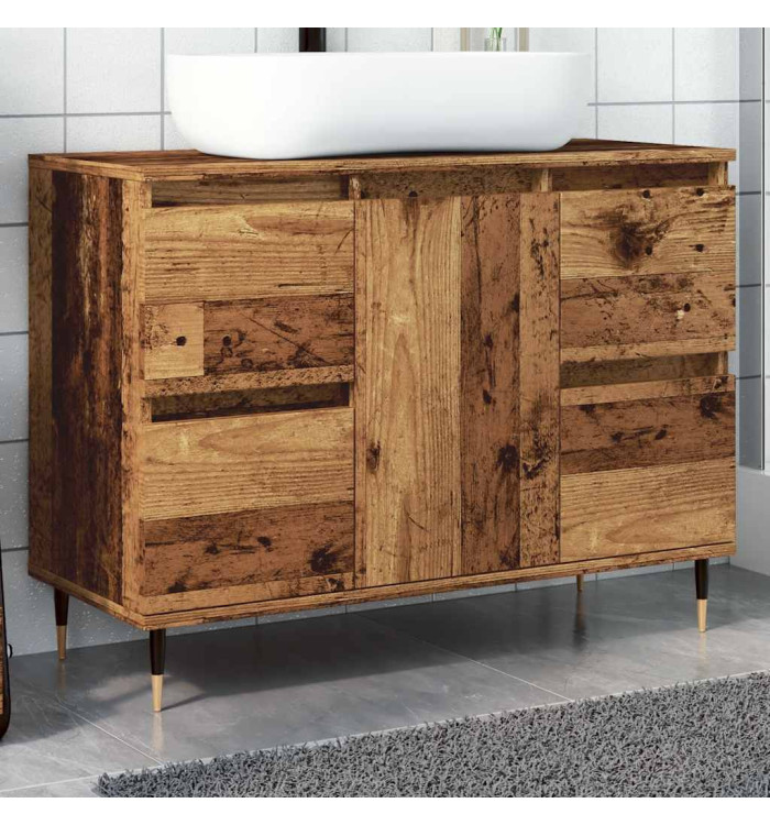 Armoire de salle de bain vieux bois 80x33x60 cm bois ingénierie | Mobilier & Déco