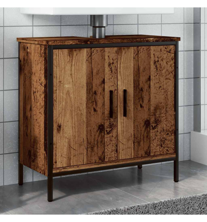 Armoire lavabo vieux bois 60x30x60 cm bois d'ingénierie | Mobilier & Déco