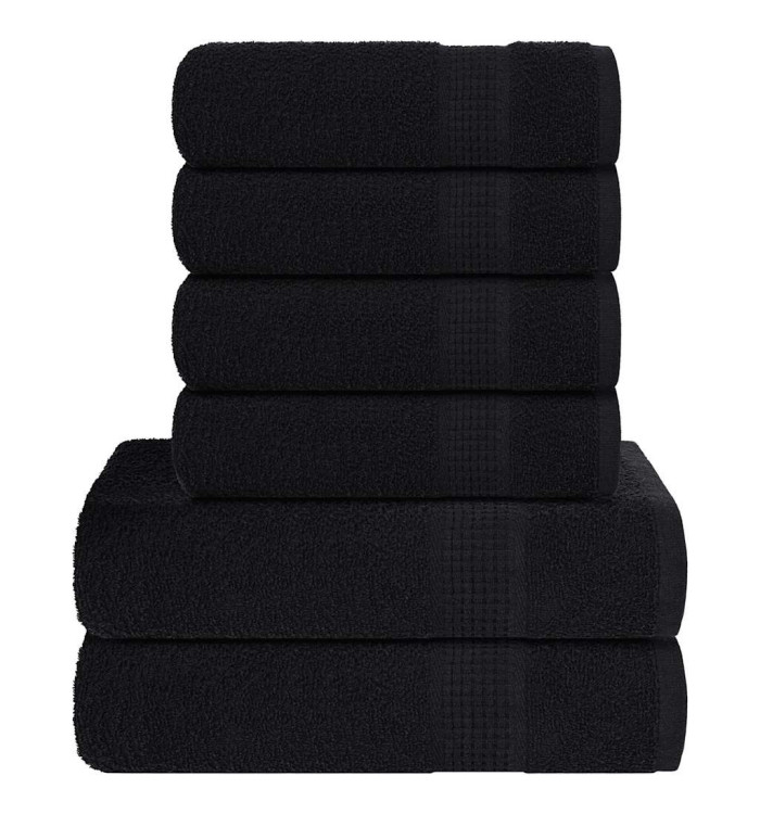 Ensemble de serviettes 6 pcs noir 360 g/m² 100% coton | Mobilier & Déco