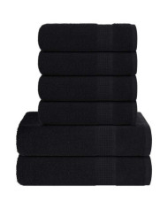 Ensemble de serviettes 6 pcs noir 360 g/m² 100% coton | Mobilier & Déco