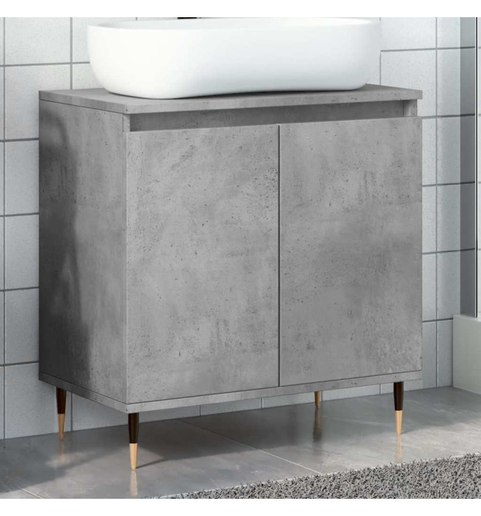 Armoire de bain gris béton 58x33x60 cm bois d'ingénierie | Mobilier & Déco