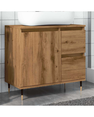 Armoire de salle de bain chêne artisanal bois d'ingénierie | Mobilier & Déco
