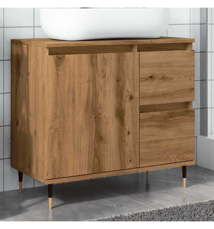 Armoire de salle de bain chêne artisanal bois d'ingénierie | Mobilier & Déco