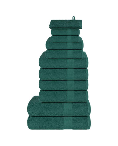 Ensemble de serviettes 12 pcs vert 360 g/m² 100% coton | Mobilier & Déco