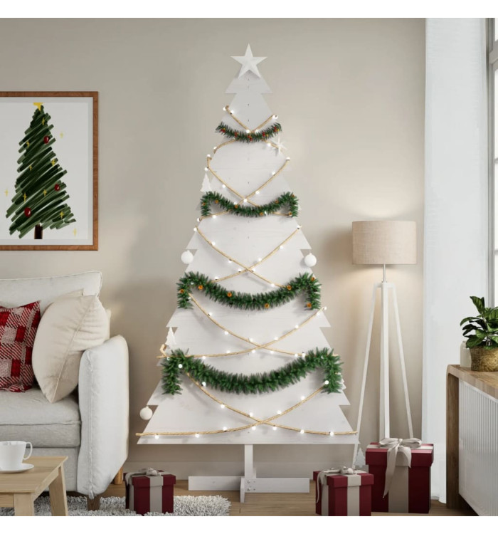 Arbre de Noël en bois pour décoration blanc 180 cm pin massif | Mobilier & Déco
