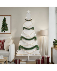 Arbre de Noël en bois pour décoration blanc 180 cm pin massif | Mobilier & Déco