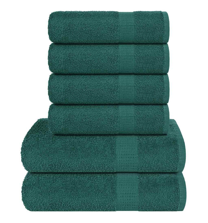 Ensemble de serviettes 6 pcs vert 360 g/m² 100% coton | Mobilier & Déco