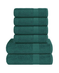 Ensemble de serviettes 6 pcs vert 360 g/m² 100% coton | Mobilier & Déco