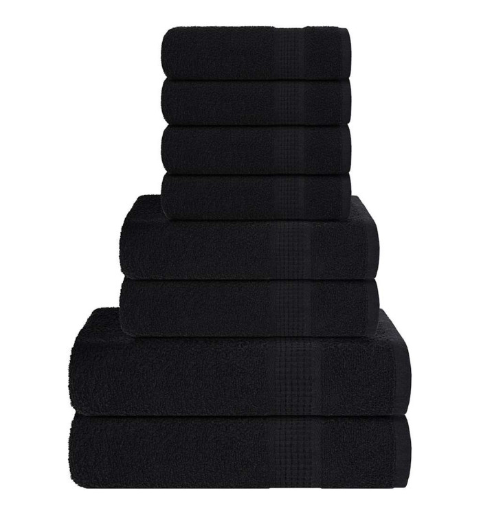 Ensemble de serviettes 8 pcs noir 360 g/m² 100% coton | Mobilier & Déco
