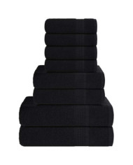 Ensemble de serviettes 8 pcs noir 360 g/m² 100% coton | Mobilier & Déco
