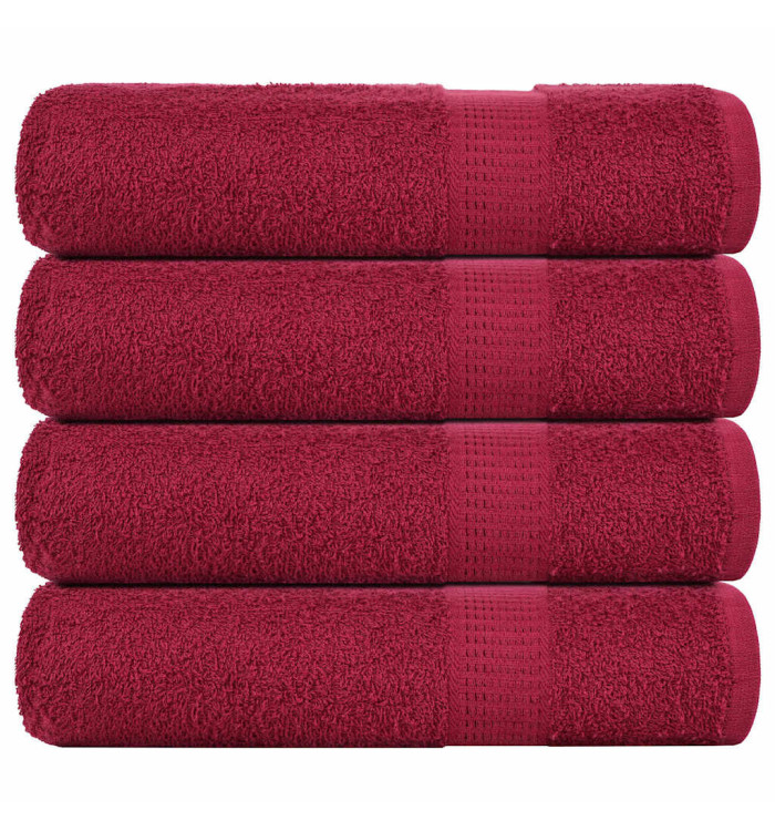 Serviettes de douche 4 pcs bordeaux 70x140cm 360g/m² 100% coton | Mobilier & Déco