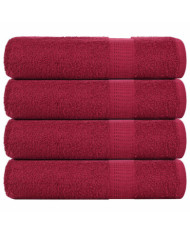 Serviettes de douche 4 pcs bordeaux 70x140cm 360g/m² 100% coton | Mobilier & Déco
