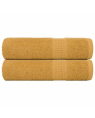 Serviettes de douche 2 pcs doré 70x140 cm 360 g/m² 100% coton | Mobilier & Déco
