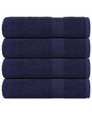 Serviettes de douche 4 pcs bleu marine 70x140 cm 100% coton | Mobilier & Déco