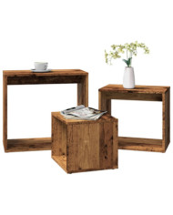 Tables gigognes 3 pcs vieux bois bois d'ingénierie | Mobilier & Déco