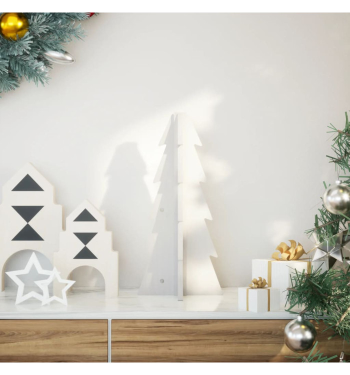 Arbre de Noël en bois pour décoration blanc 49 cm pin massif | Mobilier & Déco