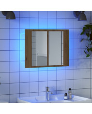 Armoire à miroir LED chêne artisanal 60x12x45cm bois ingénierie | Mobilier & Déco