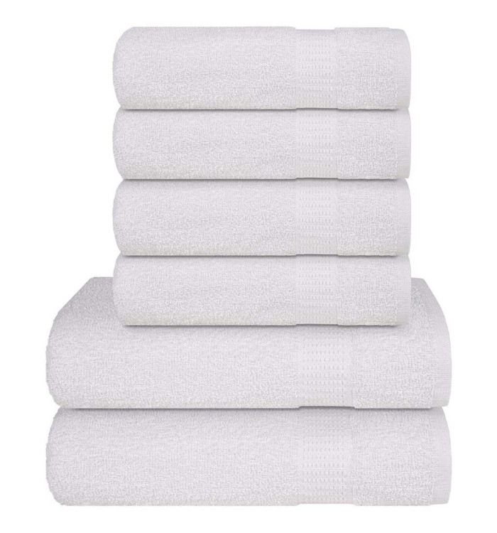 Ensemble de serviettes 6 pcs blanc 360 g/m² 100% coton | Mobilier & Déco