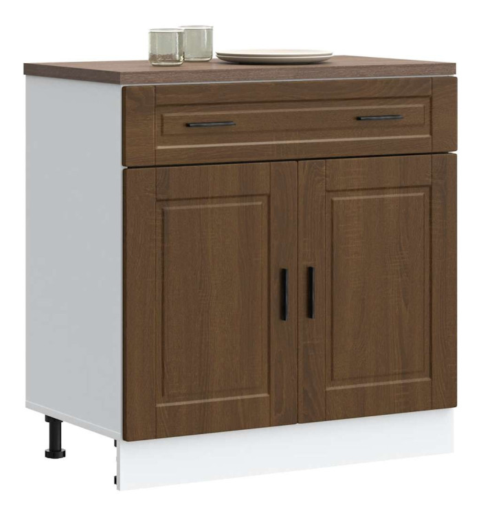 Armoire de cuisine Porto chêne marron bois d'ingénierie | Mobilier & Déco