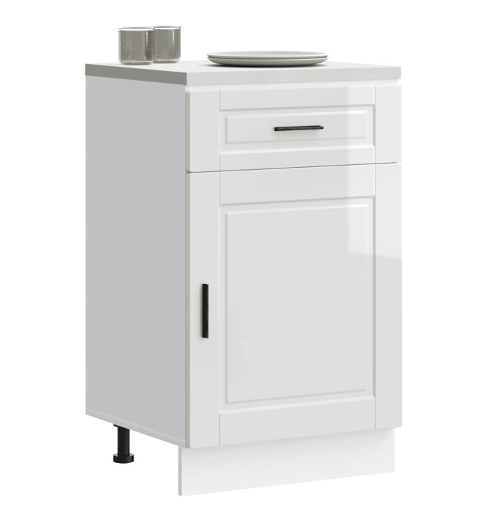 Armoire de cuisine Porto blanc brillant bois ingénierie | Mobilier & Déco