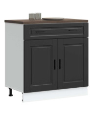 Armoire de cuisine Porto noir bois d'ingénierie | Mobilier & Déco