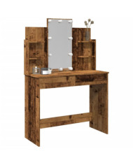 Coiffeuse avec lumières LED vieux bois 96x40x142 cm | Mobilier & Déco
