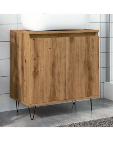 Armoire de salle de bain chêne artisanal 58x33x60 cm | Mobilier & Déco