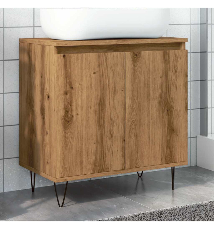 Armoire de salle de bain chêne artisanal 58x33x60 cm | Mobilier & Déco