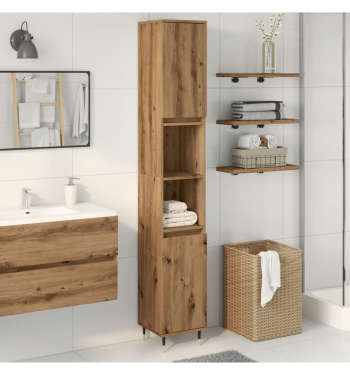 Armoire de salle de bain chêne artisanal 30x30x190 cm | Mobilier & Déco