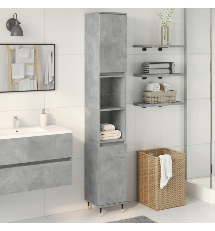 Armoire de salle de bain gris béton 30x30x190 cm | Mobilier & Déco