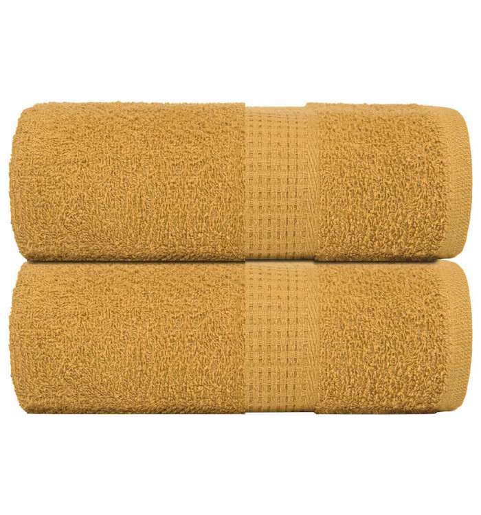 Serviettes de visage 2 pcs doré 30x30 cm 360 g/m² 100% coton | Mobilier & Déco