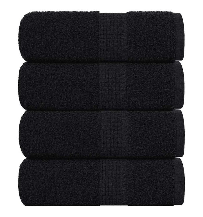 Serviettes de visage 4 pcs noir 30x30 cm 360 g/m² 100% coton | Mobilier & Déco