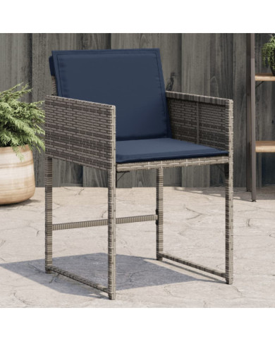 Chaises de jardin avec coussins lot de 4 gris résine tressée | Mobilier & Déco