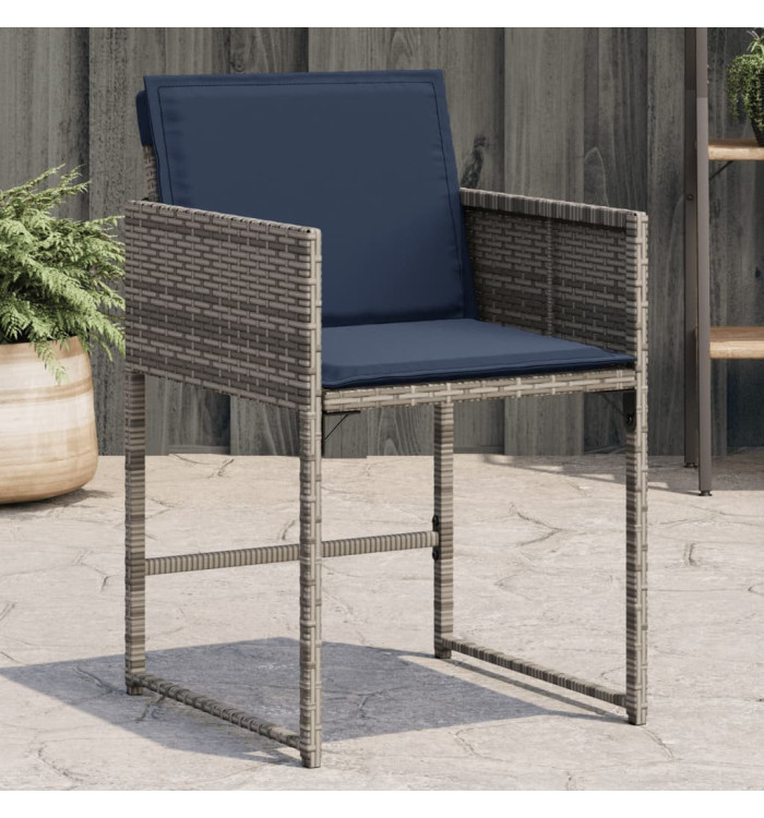 Chaises de jardin avec coussins lot de 4 gris résine tressée | Mobilier & Déco
