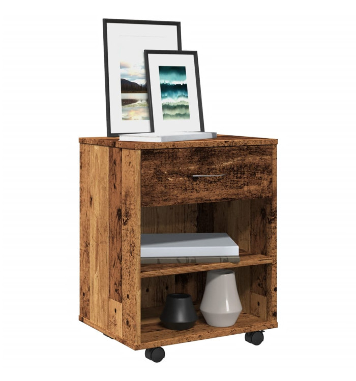 Armoire à roulettes vieux bois 46x36x59 cm bois d'ingénierie | Mobilier & Déco