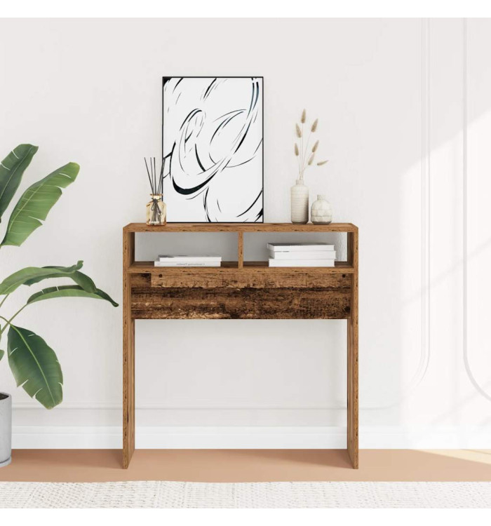 Table console vieux bois 78x30x80 cm bois d'ingénierie | Mobilier & Déco