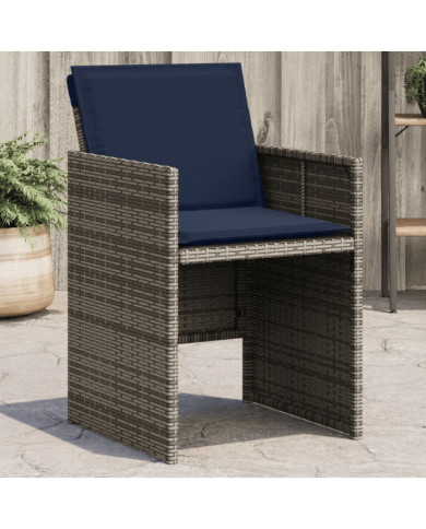 Chaises de jardin avec coussins lot de 4 gris résine tressée | Mobilier & Déco