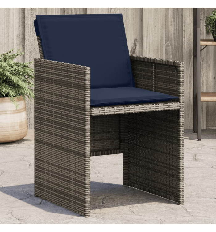 Chaises de jardin avec coussins lot de 4 gris résine tressée | Mobilier & Déco