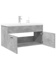Armoire lavabo de salle de bain avec bassin intégré gris béton | Mobilier & Déco