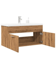 Armoire lavabo de bain avec bassin intégré chêne artisanal | Mobilier & Déco