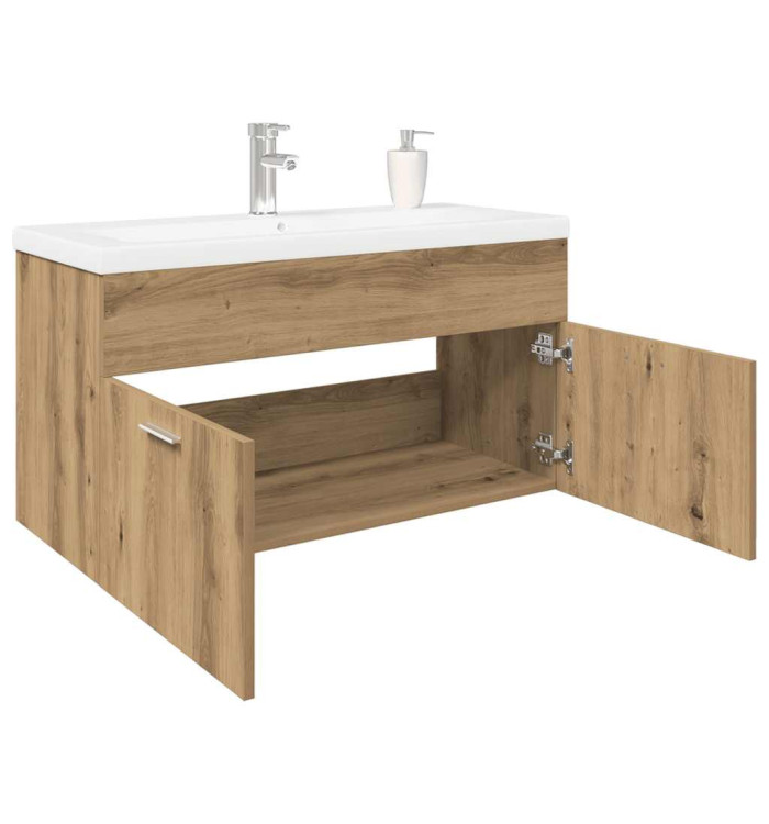 Meuble lavabo et bassin intégré chêne artisanal bois ingénierie | Mobilier & Déco