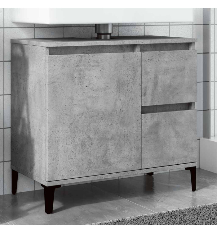 Armoire d'évier gris béton 65x33x60 cm bois d'ingénierie | Mobilier & Déco